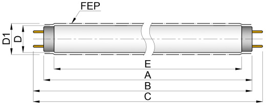 Бактерицидная лампа ZERCALE GL55WT8UVCUGFEP в защитной оболочке 